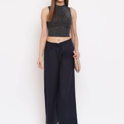 Janasya Navi Blue Palazzo